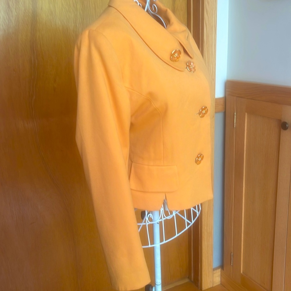 Vintage Orange/Yellow Short Women's Jacket with beautiful buttons.